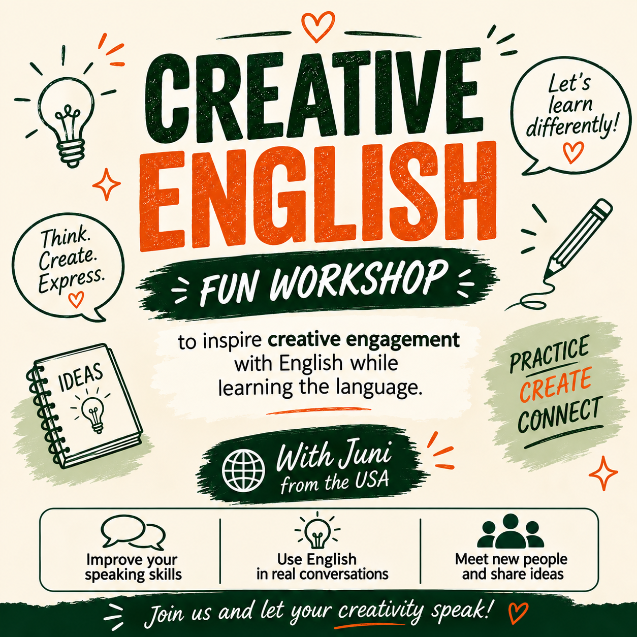 ENGLISH CREATIVE WORKSHOP - Santiago Speaks Cafe
